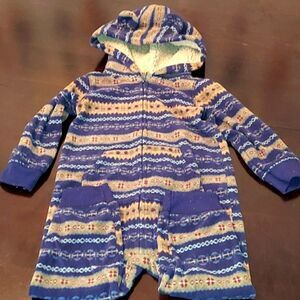 Carter's Printed Fleece Hooded Jumpsuit 12M